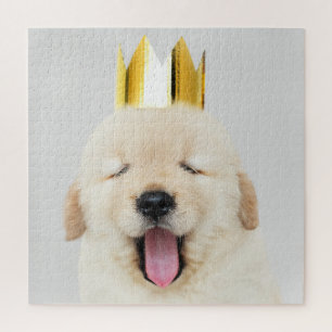 Golden Retriever Puppy Sleepy in Crown Jigsaw Puzzle