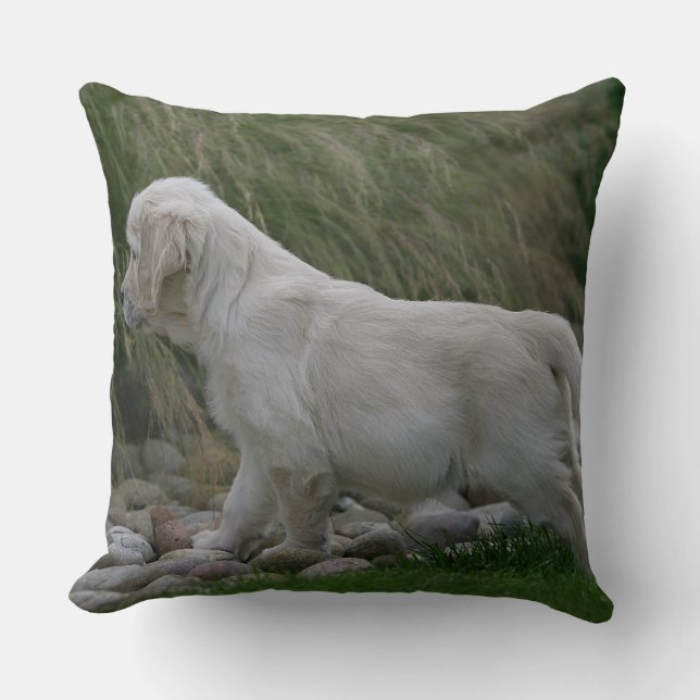 Golden Retriever Puppy Standing Throw Pillow (Front)