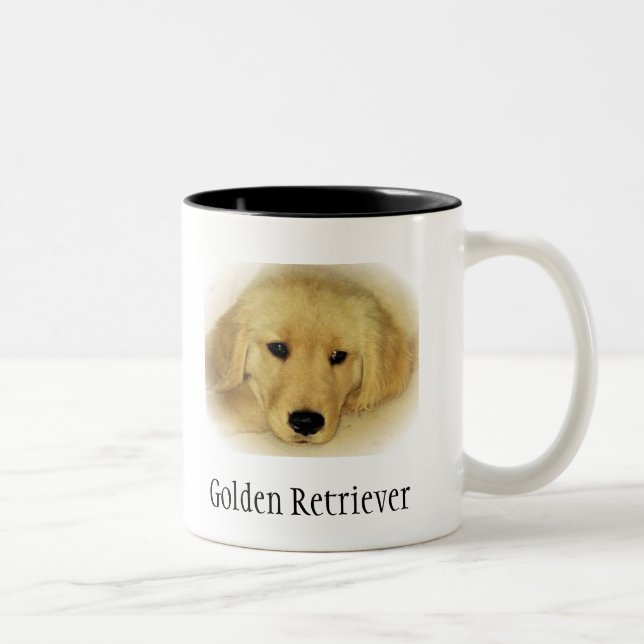 Golden Retriever Puppy Two-Tone Coffee Mug (Right)