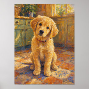 Golden Retriever Puppy Wall Art — Impressionist