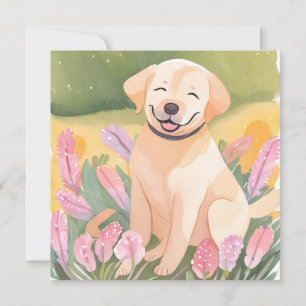 Golden Retriever Puppy   Watercolor Painted Card