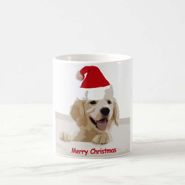 Golden Retriever Puppy wishing Merry Christmas mug (Center)