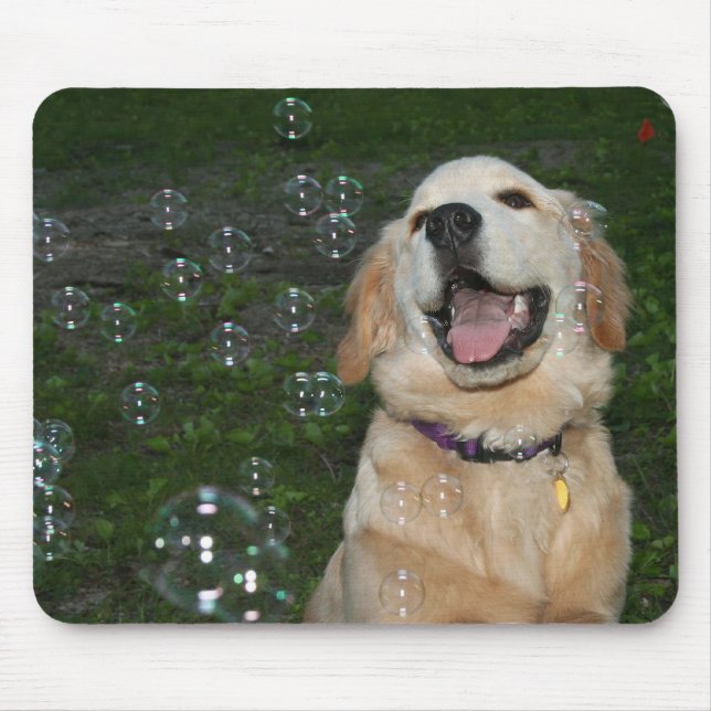 Golden Retriever Puppy with Bubbles Mouse Pad (Front)