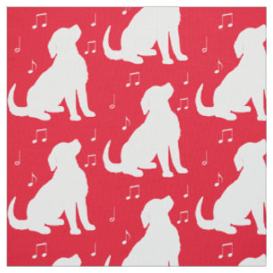 Golden Retriever Puppy with Music Notes Fabric