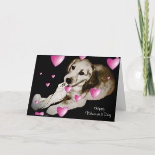 Golden Retriever Puppy with Sock Valentine's Card