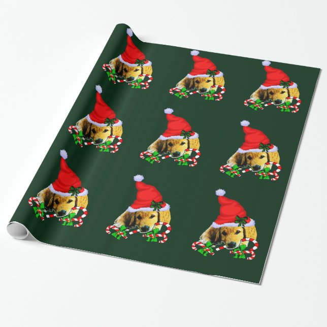 Golden Retriever Puppy Wrapping Paper (Unrolled)
