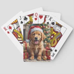 Golden Retriever Puppy's First Christmas Festive Playing Cards