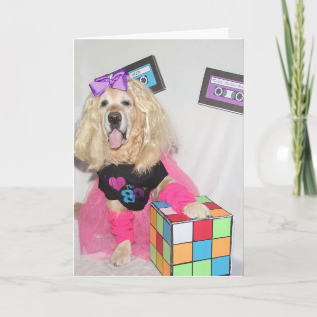 Golden Retriever Rad 80s Birthday Card (Front)