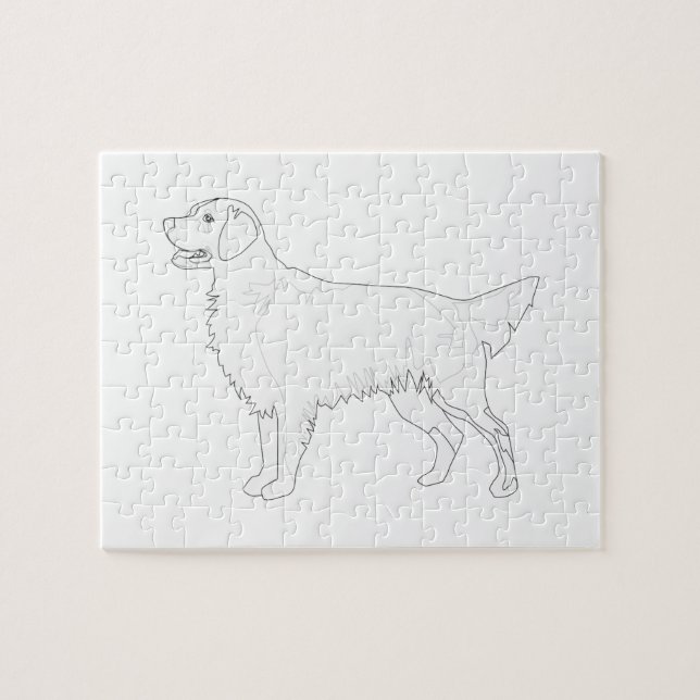 Golden Retriever Ready to Colour Design Jigsaw Puzzle (Horizontal)