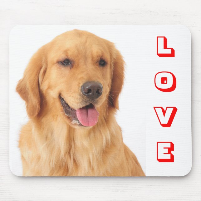 Golden Retriever Red Love Puppy Dog Portrait Mouse Pad (Front)