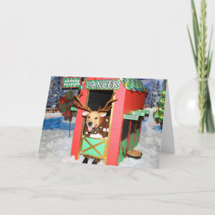 Golden Retriever Reindeer Stables Christmas Holiday Card