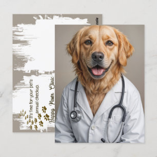 Golden Retriever Reminder from Veterinarian Office Postcard