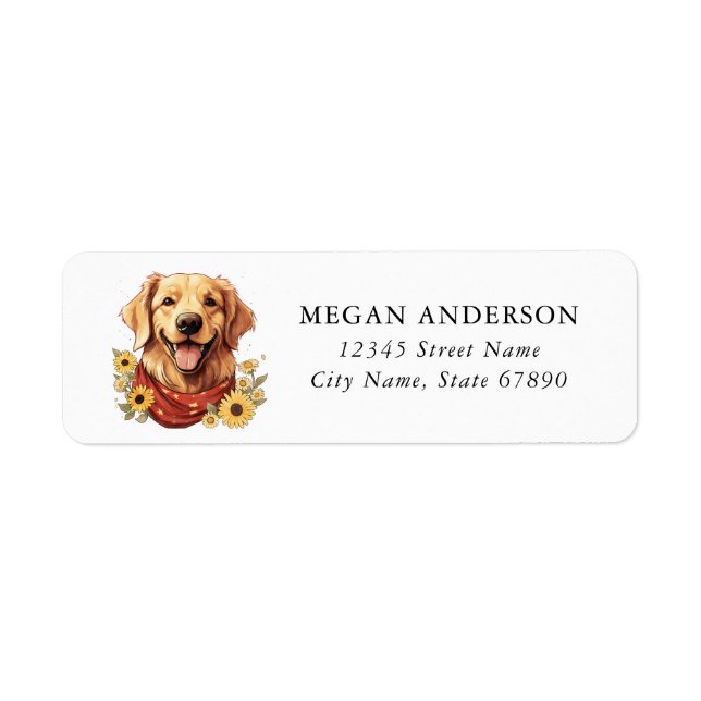 Golden Retriever Return Address Labels (Front)