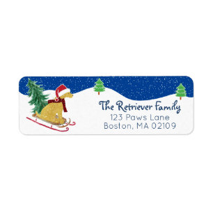 Golden Retriever Riding Xmas Tree Sled Return