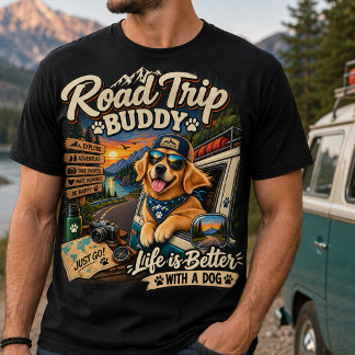 Golden Retriever Road Trip – Adventure Dog Travel  T-Shirt