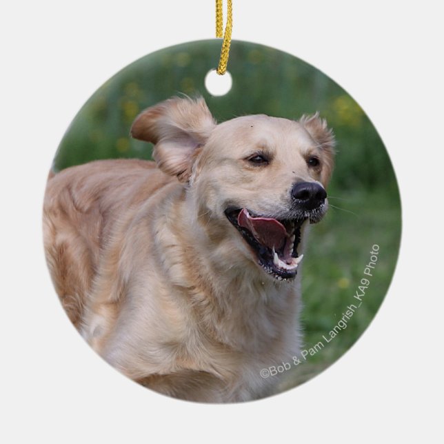 Golden Retriever Running 1 Ceramic Ornament (Front)