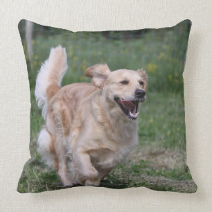 Golden Retriever Running 1 Throw Pillow
