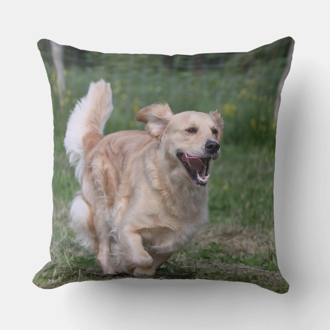 Golden Retriever Running 1 Throw Pillow (Front)