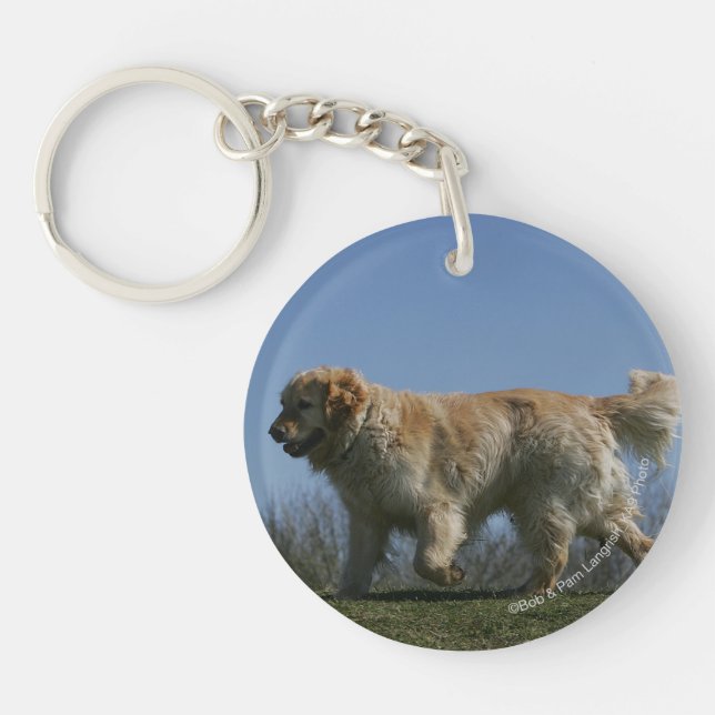 Golden Retriever Running 3 Keychain (Front)