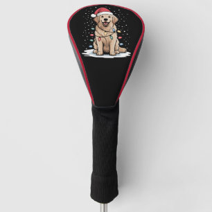 Golden Retriever Santa Christmas Tree Lights Xmas Golf Head Cover