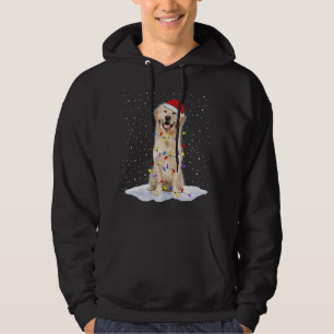 Golden retriever Santa Christmas Tree Lights Xmas Hoodie