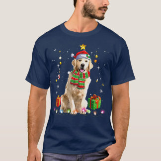 Golden Retriever Santa Christmas Tree Lights Xmas  T-Shirt