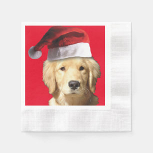 Golden Retriever Santa Claus Napkin