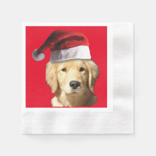 Golden Retriever Santa Claus Napkin