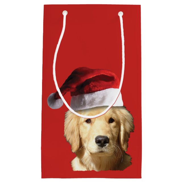 Golden Retriever Santa Claus Small Gift Bag (Front)