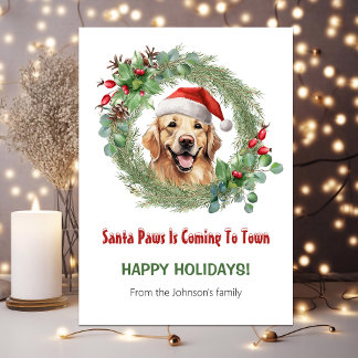 Golden Retriever Santa Cute Funny Christmas Holiday Card