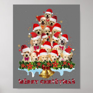 Golden Retriever Santa Hat Xmas Dogs Merry Christm Poster
