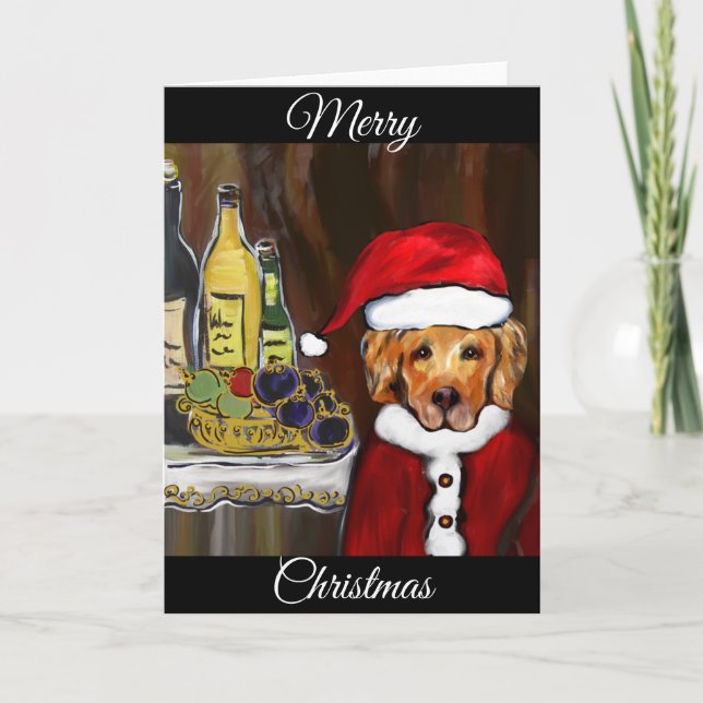 GOLDEN RETRIEVER SANTA  HOLIDAY CARD (Front)