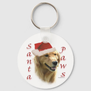 Golden Retriever Santa Paws Keychain