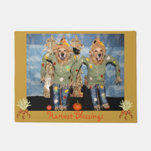 Golden Retriever Scarecrow Harvest Blessings Doormat
