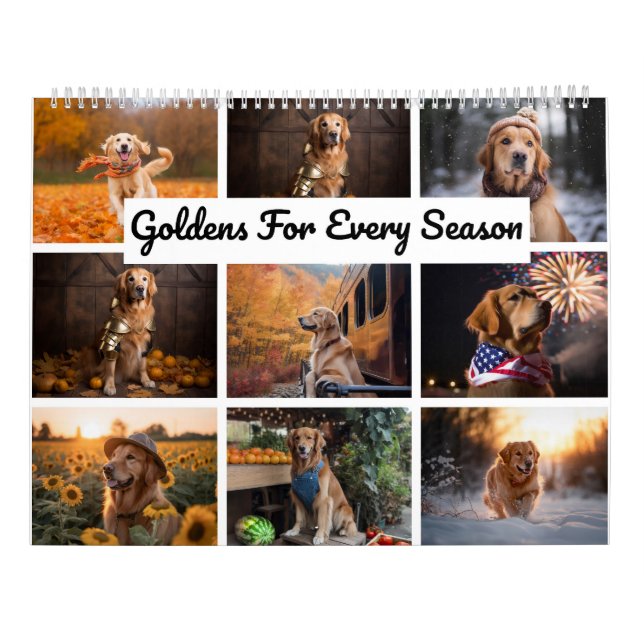 Golden Retriever Season Calandar Calendar (Back)