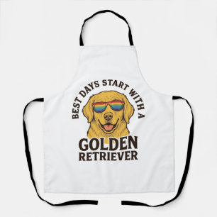 Golden Retriever Shirt with Retro Sunglasses Dog A Apron