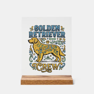 Golden Retriever Shirt With Vintage Dog Lover Art_ Acrylic Sign