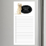 Golden Retriever Shopping List  Magnetic Notepad<br><div class="desc">Adorable things to fetch Golden Retriever dog with a black chalkboard frame personalized with your name.</div>