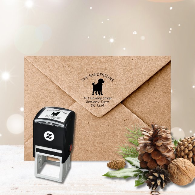 Golden Retriever Silhouette Address Self-inking Stamp (Golden retriever self inking return address stamp)
