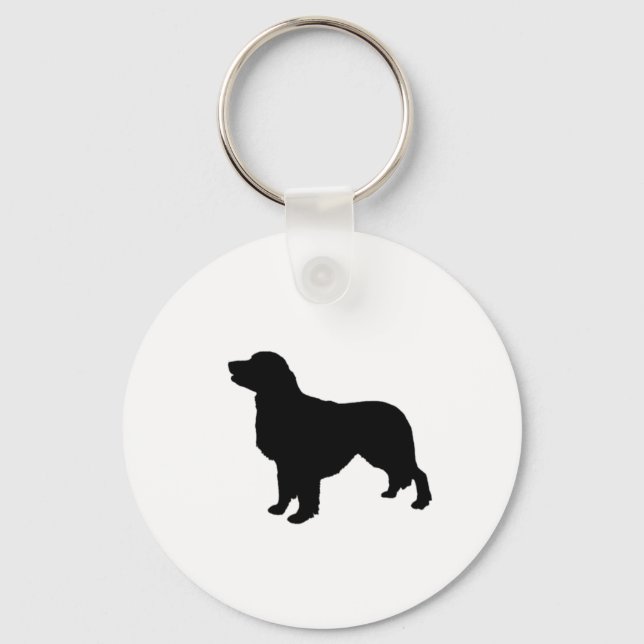 Golden Retriever Silhouette Love Dogs Keychain (Front)