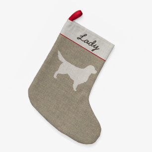Golden Retriever Silhouette with Custom Text Small Christmas Stocking