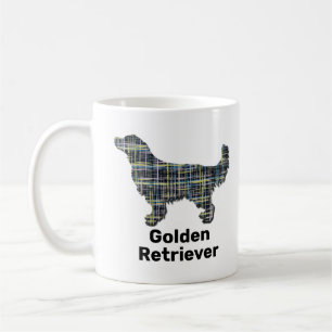 Golden Retriever Silhouette Yellow&Black Grid Wht Coffee Mug