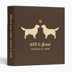 Golden Retriever Silhouettes with Heart and Text Binder