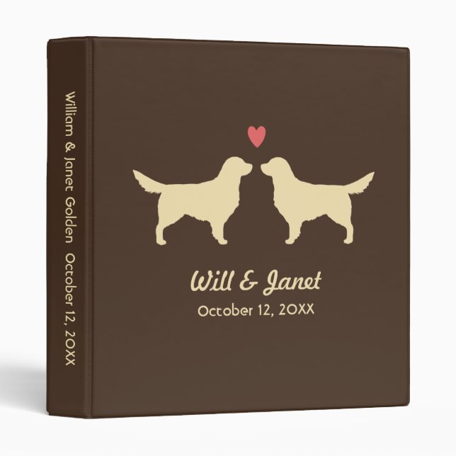 Golden Retriever Silhouettes with Heart and Text Binder (Front/Spine)