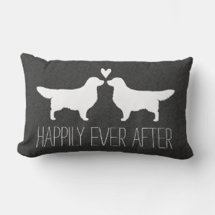 Golden Retriever Silhouettes with Heart and Text Lumbar Pillow