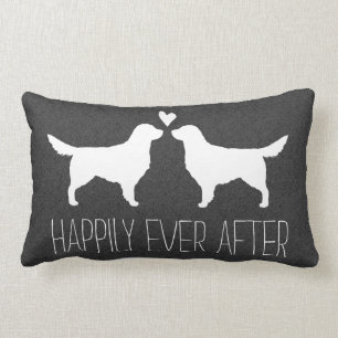 Golden Retriever Silhouettes with Heart and Text Lumbar Pillow