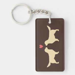 Golden Retriever Silhouettes with Heart Keychain