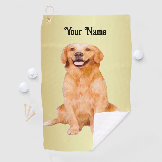 Golden Retriever Sitting - Adorable Design Golf Towel (InSitu)