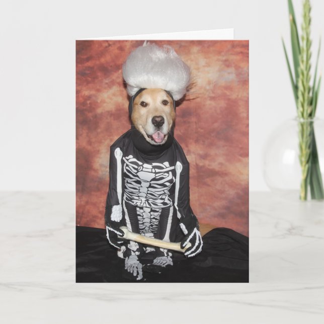 Golden Retriever Skeleton of Fun Halloween Card (Front)