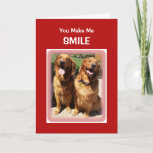 Golden Retriever Smile Heart Valentine's Day Card